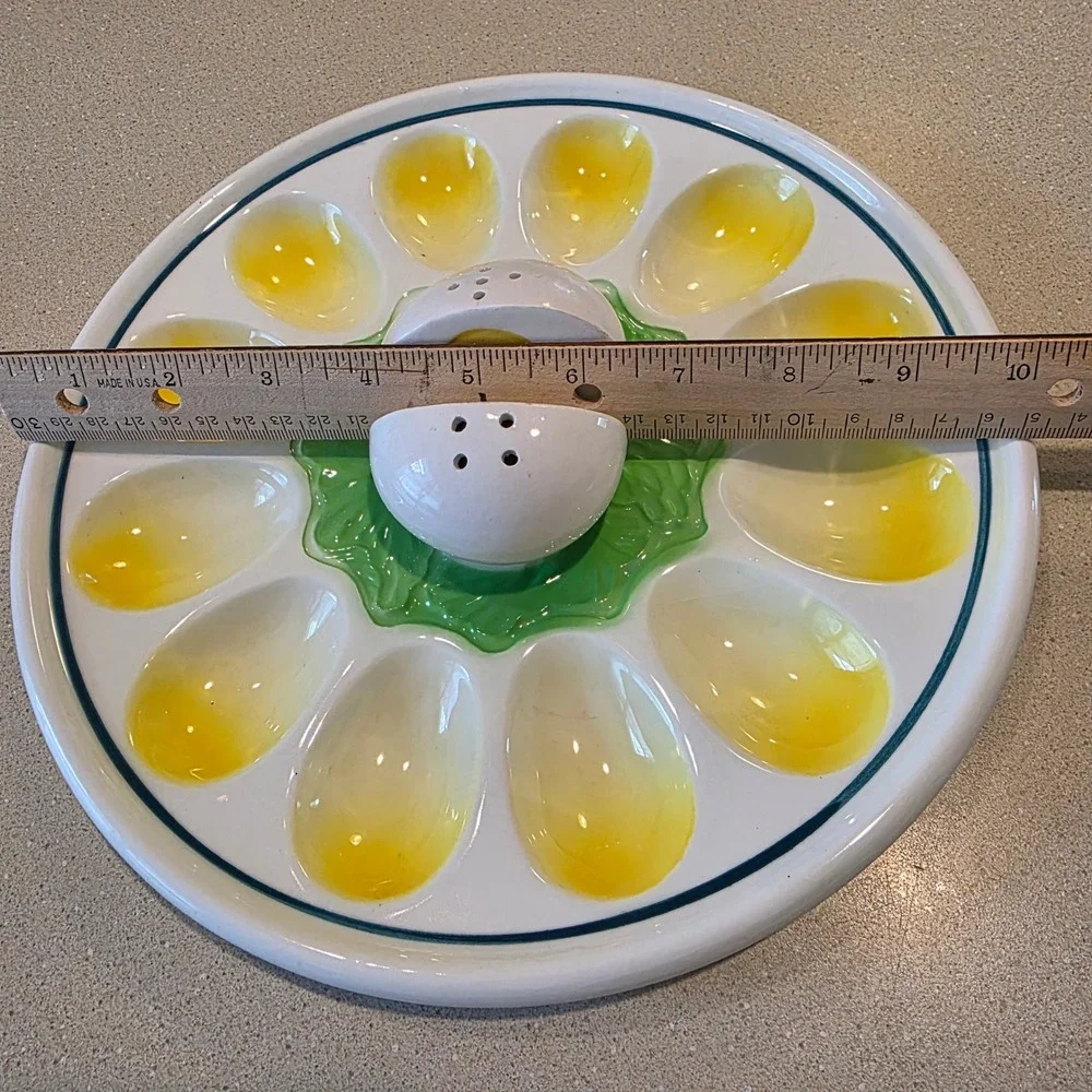 Vintage Ceramic Deviled Egg Plate 10